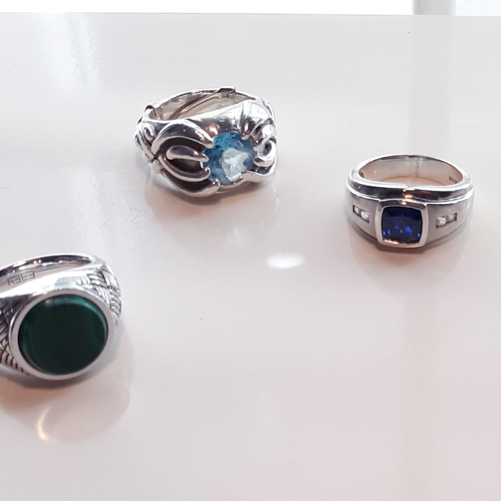 Precious Stones in Sterling Silver   Men's Rings